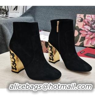 Grade Quality Dolce&Gabbana Suede Heel Ankle Boots 10.5cm Black 090844