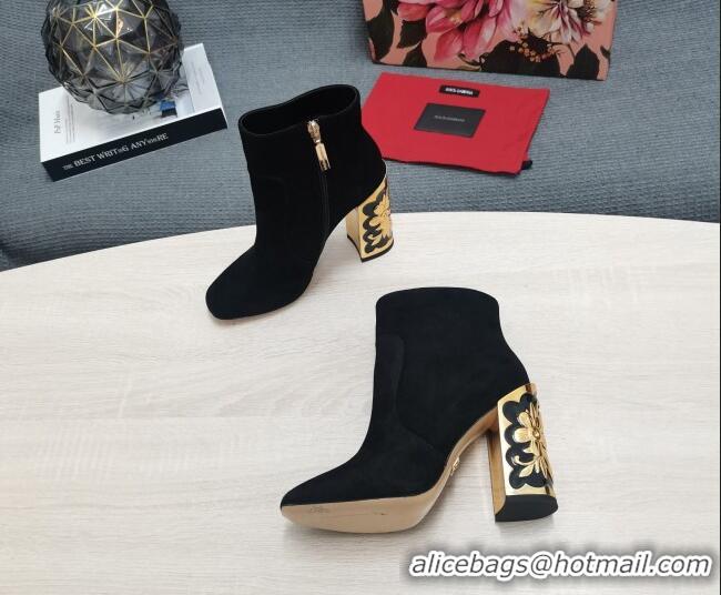 Grade Quality Dolce&Gabbana Suede Heel Ankle Boots 10.5cm Black 090844