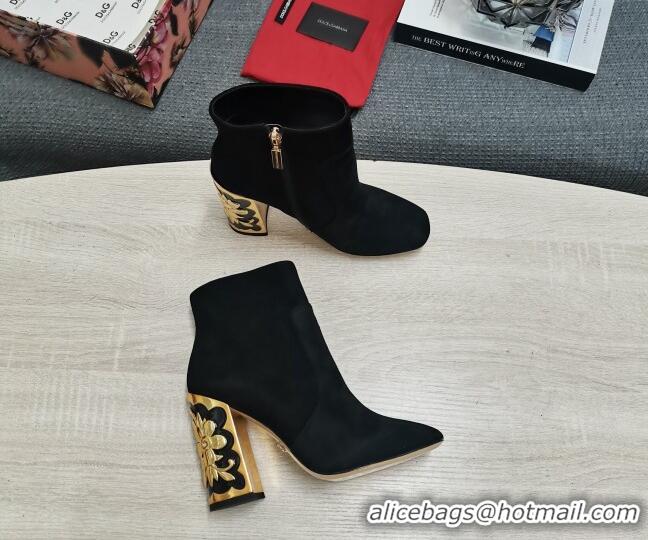 Grade Quality Dolce&Gabbana Suede Heel Ankle Boots 10.5cm Black 090844