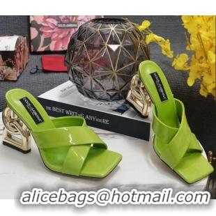 Hot Style Dolce&Gabbana DG Patent Leather Slide Sandals 10.5cm Green 090849