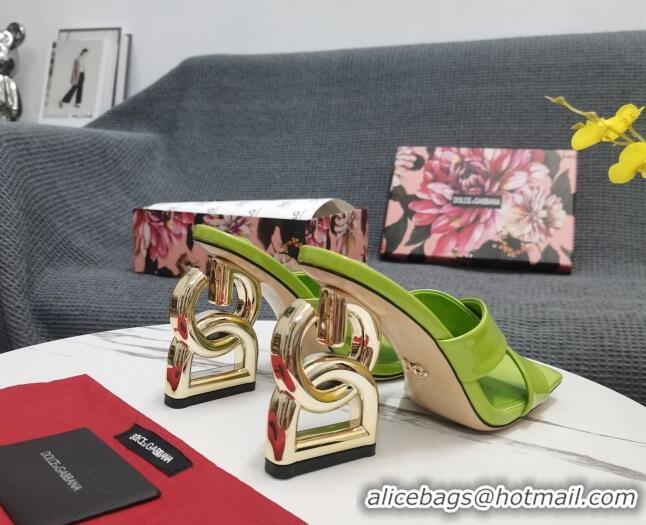 Hot Style Dolce&Gabbana DG Patent Leather Slide Sandals 10.5cm Green 090849