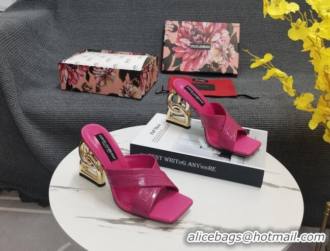 Durable Dolce&Gabbana DG Embossed Leather Slide Sandals 10.5cm Pink 090853