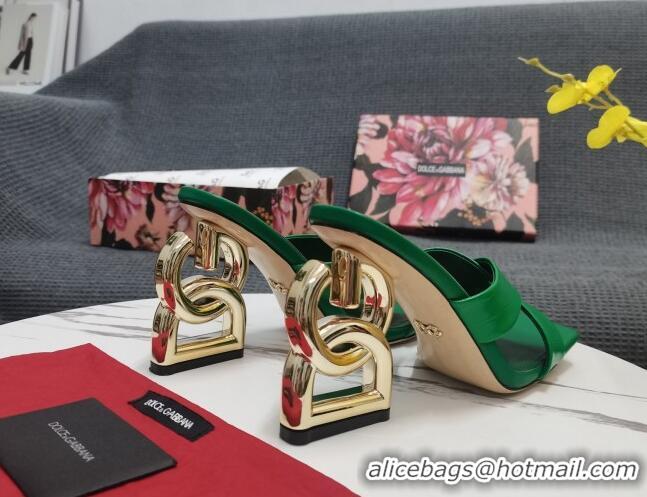 Best Product Dolce&Gabbana DG Embossed Leather Slide Sandals 10.5cm Green 090855