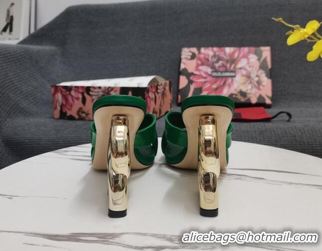 Best Product Dolce&Gabbana DG Embossed Leather Slide Sandals 10.5cm Green 090855