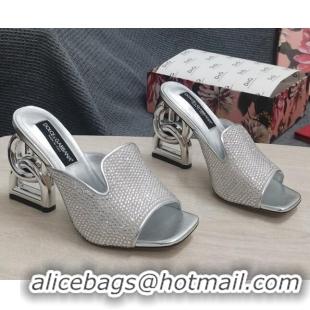 Good Product Dolce&Gabbana DG Crystal Slide Sandals 10.5cm Silver 090860