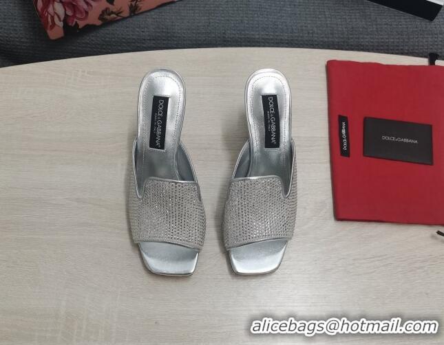 Good Product Dolce&Gabbana DG Crystal Slide Sandals 10.5cm Silver 090860