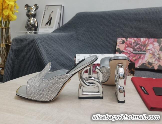 Good Product Dolce&Gabbana DG Crystal Slide Sandals 10.5cm Silver 090860