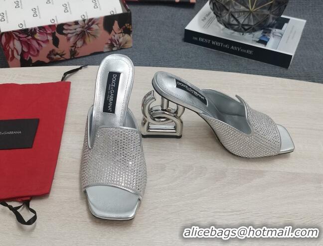 Good Product Dolce&Gabbana DG Crystal Slide Sandals 10.5cm Silver 090860