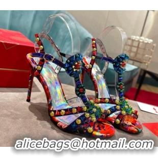 Lowest Price Christian Louboutin Goldora Leather High Heel Sandals 10cm with Allover Studs Multicolor 060177