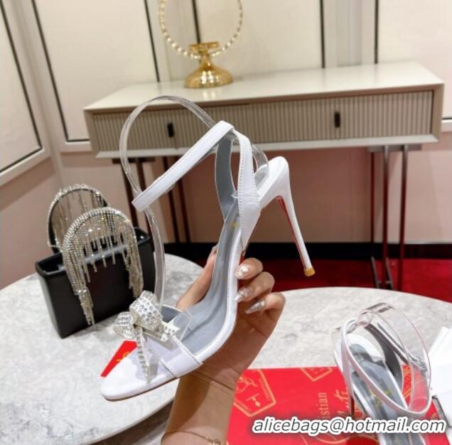 Pretty Style Christian Louboutin loubigirl High Heel Sandals 10cm with Studs Bow White 2060183