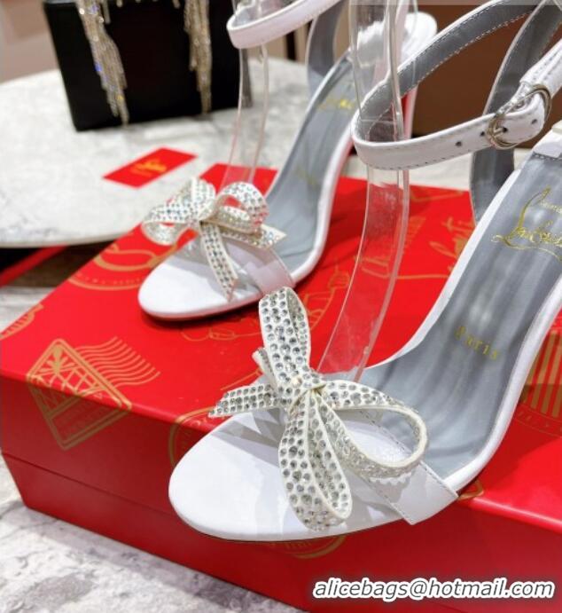 Pretty Style Christian Louboutin loubigirl High Heel Sandals 10cm with Studs Bow White 2060183