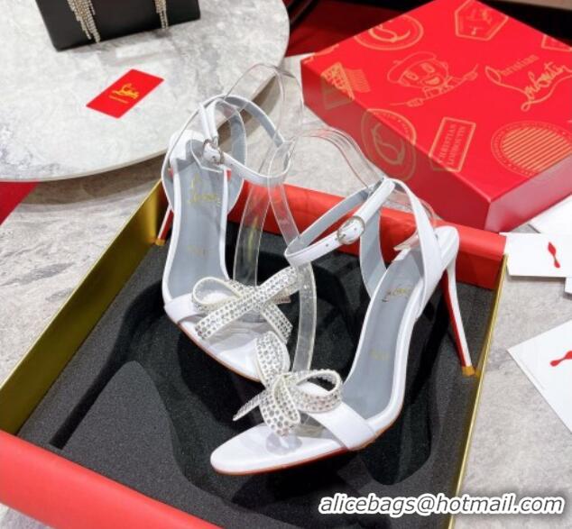 Pretty Style Christian Louboutin loubigirl High Heel Sandals 10cm with Studs Bow White 2060183