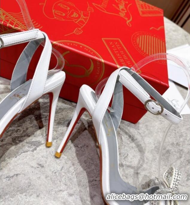 Pretty Style Christian Louboutin loubigirl High Heel Sandals 10cm with Studs Bow White 2060183