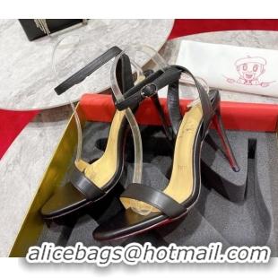 Grade Quality Christian Louboutin loubigirl High Heel Sandals 10cm with Ankle Strap Black 060184