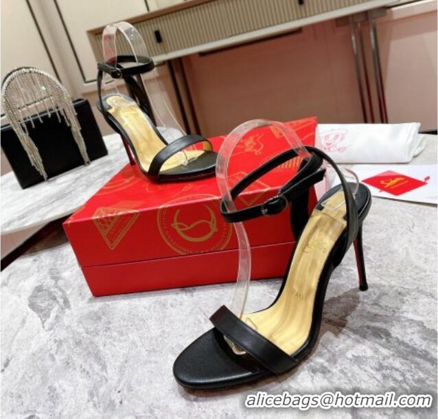 Grade Quality Christian Louboutin loubigirl High Heel Sandals 10cm with Ankle Strap Black 060184