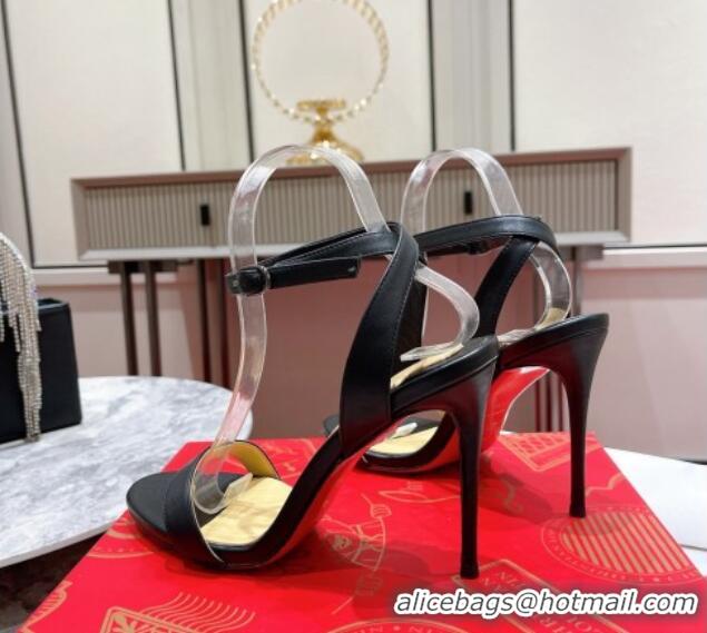 Grade Quality Christian Louboutin loubigirl High Heel Sandals 10cm with Ankle Strap Black 060184