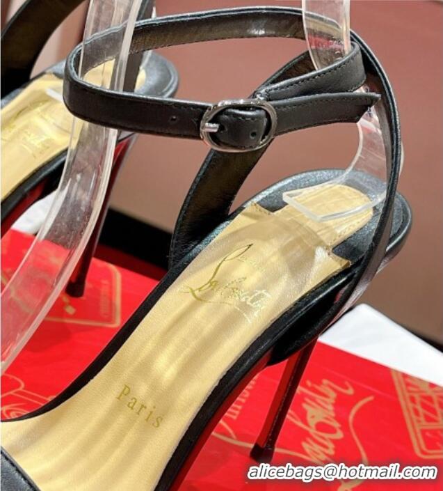 Grade Quality Christian Louboutin loubigirl High Heel Sandals 10cm with Ankle Strap Black 060184