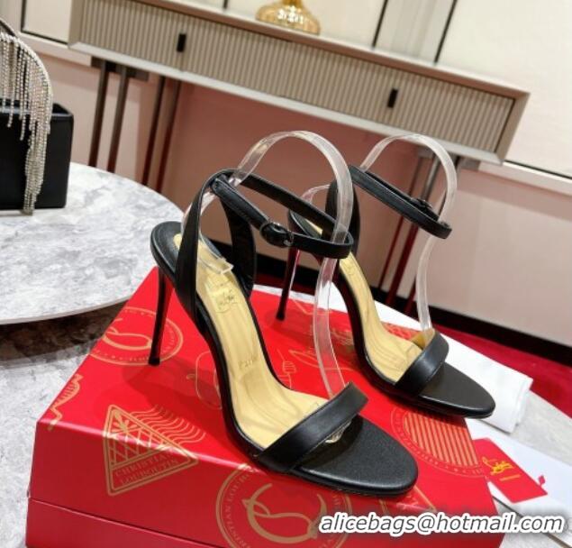 Grade Quality Christian Louboutin loubigirl High Heel Sandals 10cm with Ankle Strap Black 060184