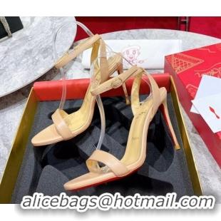 Luxury Cheap Christian Louboutin loubigirl High Heel Sandals 10cm with Ankle Strap Nude 060185