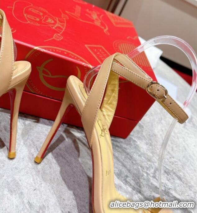 Luxury Cheap Christian Louboutin loubigirl High Heel Sandals 10cm with Ankle Strap Nude 060185