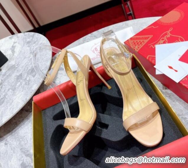 Luxury Cheap Christian Louboutin loubigirl High Heel Sandals 10cm with Ankle Strap Nude 060185