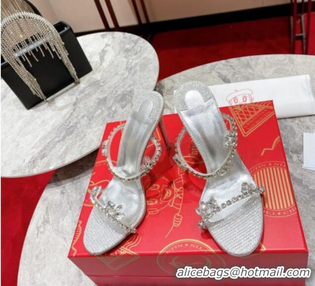 Top Grade Christian Louboutin Just Queen Shiny Leather High Heel Slide Sandals 10cm Silver 060187