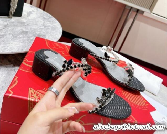 Good Product Christian Louboutin Just Queen Shiny Leather Heel Slide Sandals 4.5cm Black 060188