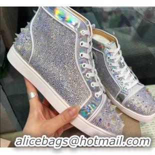 Top Design Christian Louboutin Lou Pik Pik 2 Strass Orlato Sneaker Silver 912051