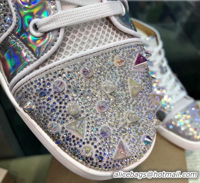 Top Design Christian Louboutin Lou Pik Pik 2 Strass Orlato Sneaker Silver 912051