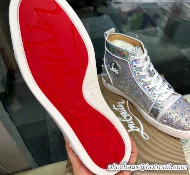 Top Design Christian Louboutin Lou Pik Pik 2 Strass Orlato Sneaker Silver 912051