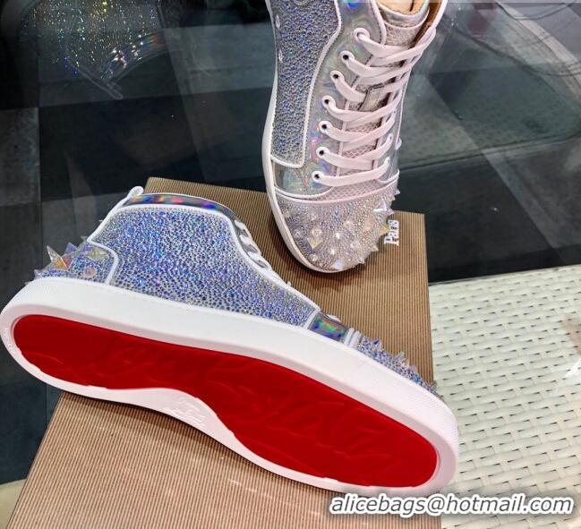 Top Design Christian Louboutin Lou Pik Pik 2 Strass Orlato Sneaker Silver 912051