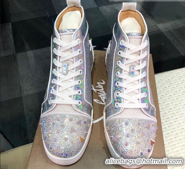 Top Design Christian Louboutin Lou Pik Pik 2 Strass Orlato Sneaker Silver 912051