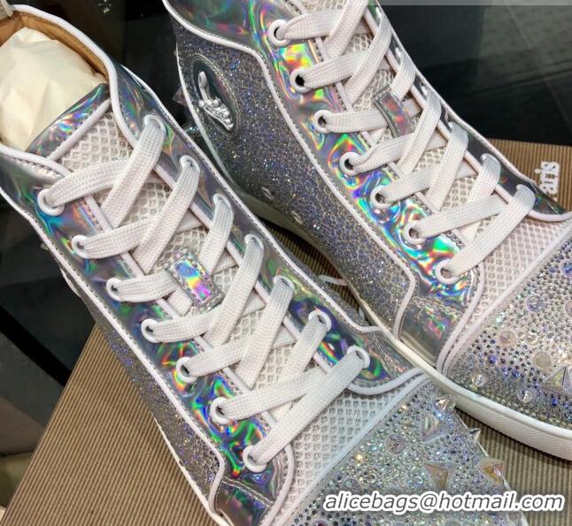 Top Design Christian Louboutin Lou Pik Pik 2 Strass Orlato Sneaker Silver 912051