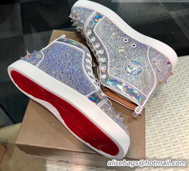 Top Design Christian Louboutin Lou Pik Pik 2 Strass Orlato Sneaker Silver 912051