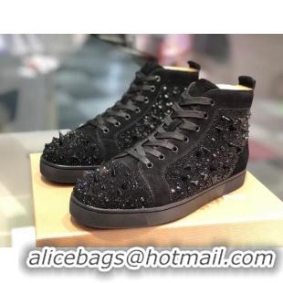 Durable Christian Louboutin Lou Spikes Sneakers Black 912054