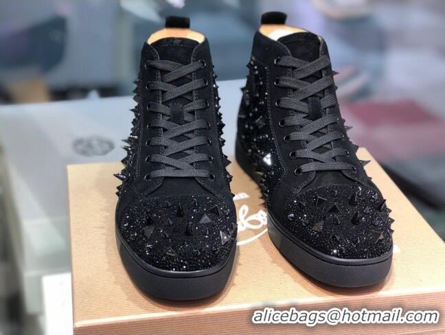 Durable Christian Louboutin Lou Spikes Sneakers Black 912054