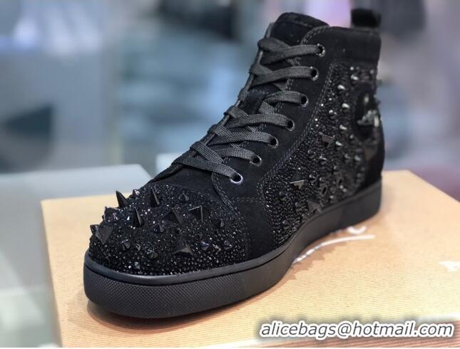 Durable Christian Louboutin Lou Spikes Sneakers Black 912054