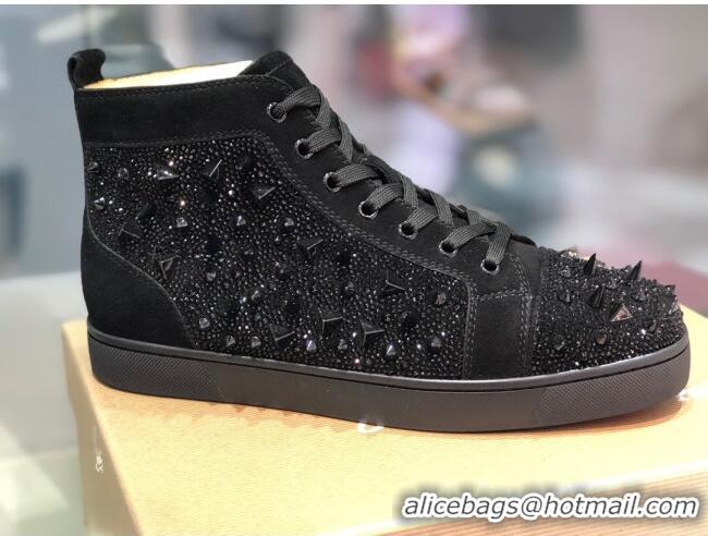 Durable Christian Louboutin Lou Spikes Sneakers Black 912054