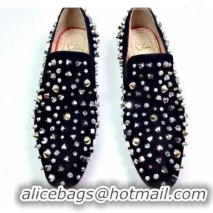 Discount Christian Louboutin Dandelion Spikes Loafers Black 912055