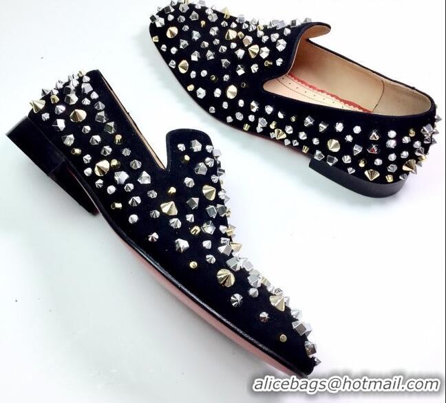 Discount Christian Louboutin Dandelion Spikes Loafers Black 912055