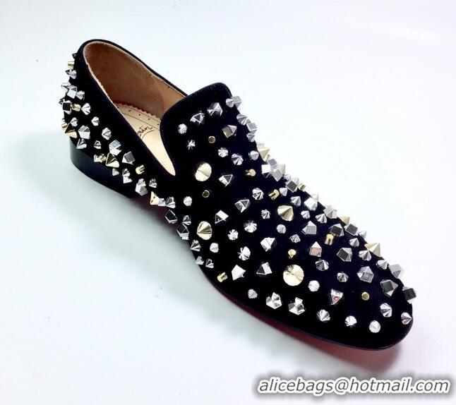 Discount Christian Louboutin Dandelion Spikes Loafers Black 912055