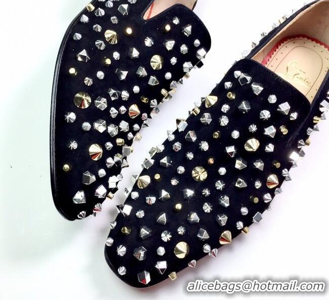 Discount Christian Louboutin Dandelion Spikes Loafers Black 912055