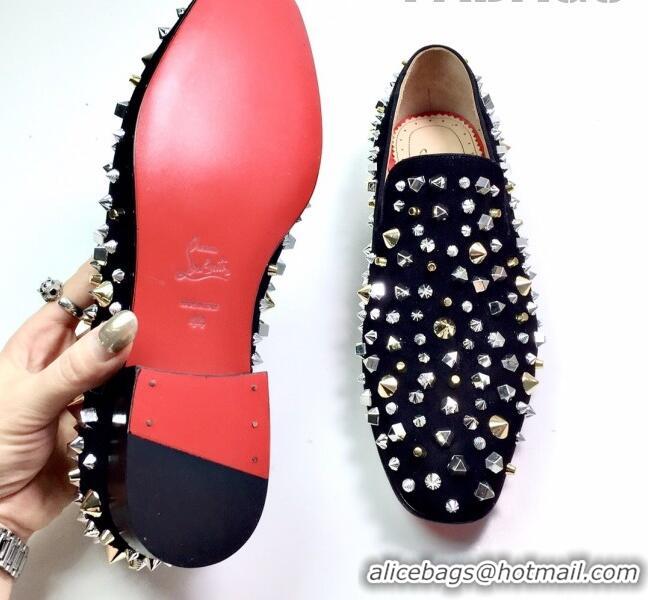 Discount Christian Louboutin Dandelion Spikes Loafers Black 912055