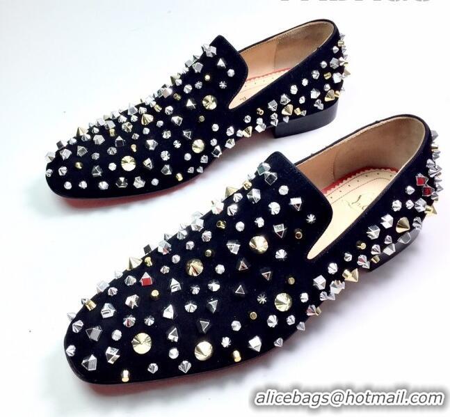 Discount Christian Louboutin Dandelion Spikes Loafers Black 912055