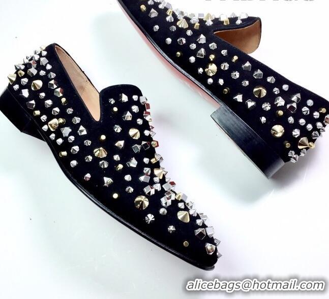 Discount Christian Louboutin Dandelion Spikes Loafers Black 912055