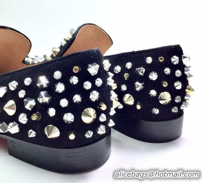 Discount Christian Louboutin Dandelion Spikes Loafers Black 912055