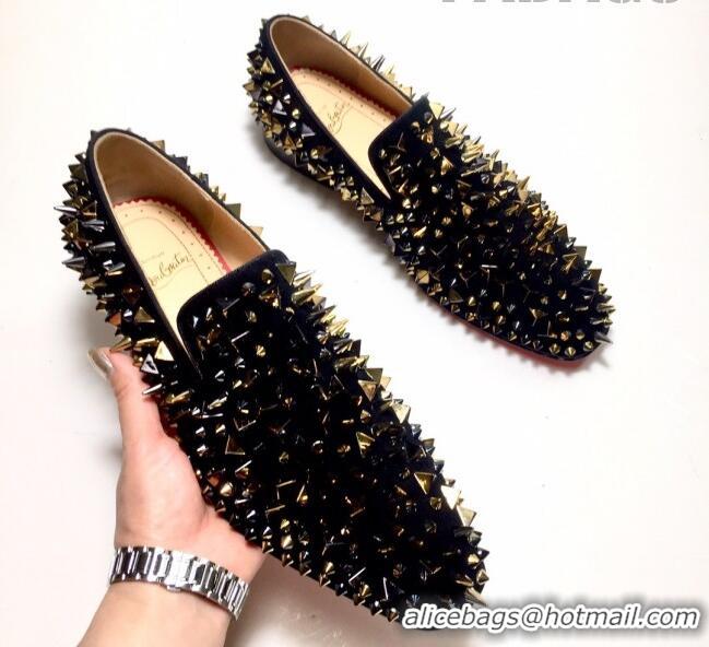 Original Cheap Christian Louboutin Dandelion Spikes Loafers Black 912056