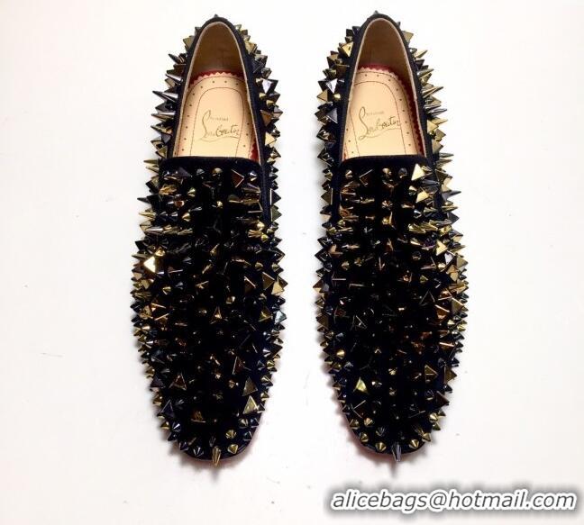 Original Cheap Christian Louboutin Dandelion Spikes Loafers Black 912056