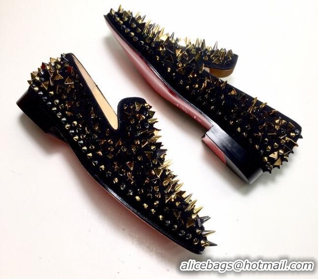 Original Cheap Christian Louboutin Dandelion Spikes Loafers Black 912056