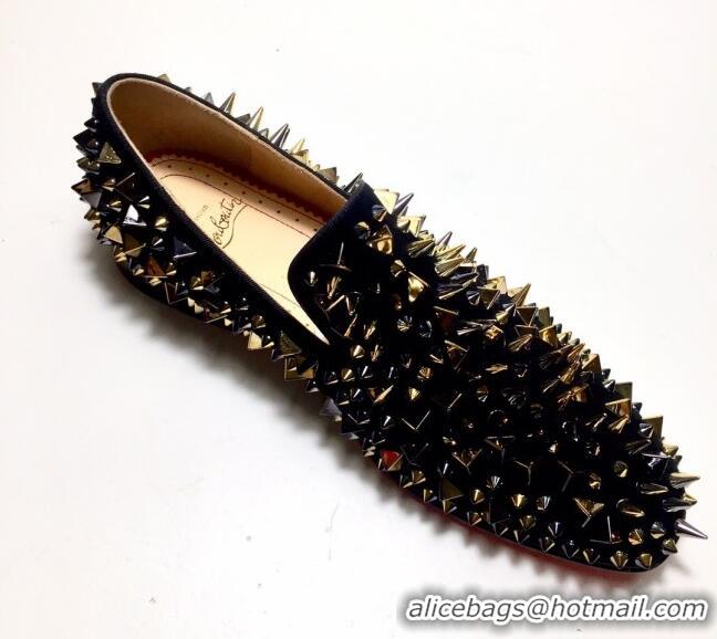 Original Cheap Christian Louboutin Dandelion Spikes Loafers Black 912056